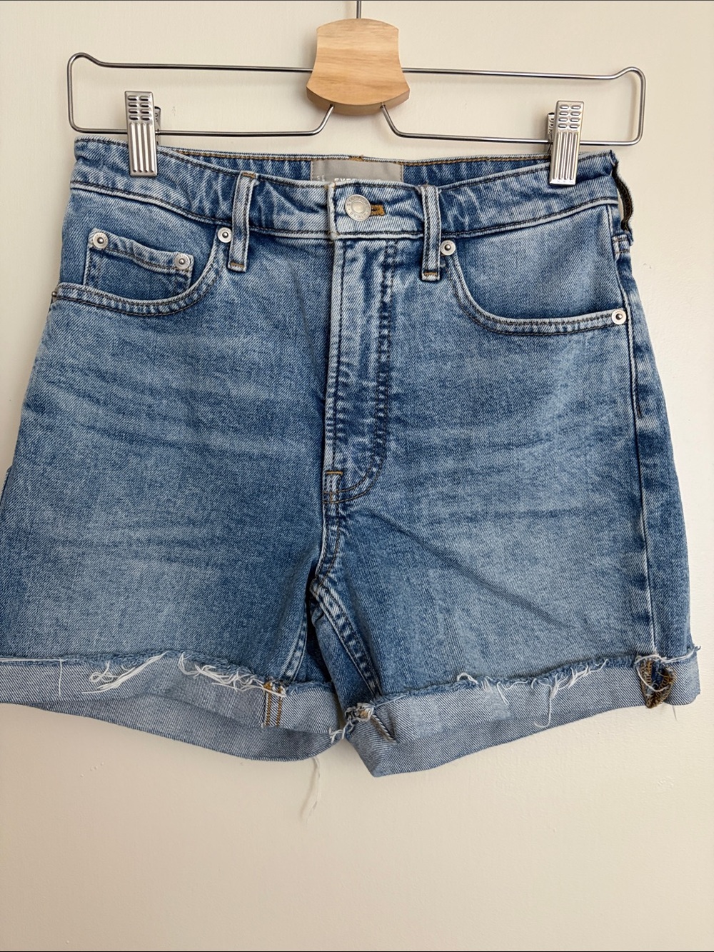Everlane Light Blue High-Rise Denim Shorts